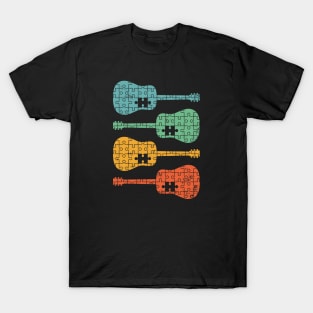 Acoustic Guitar Puzzle Cool Retro Colors T-Shirt